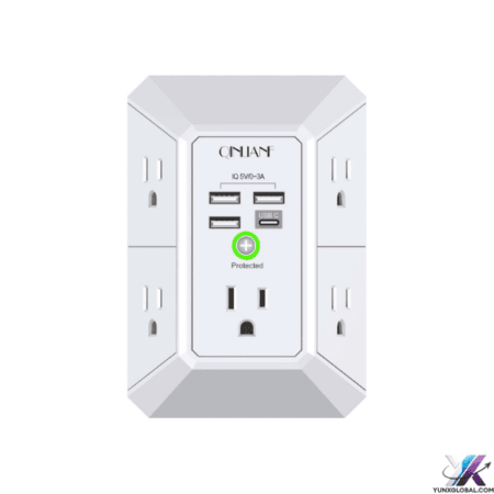 Wall Charger, Surge Protector, QINLIANF 5 Outlet Extender with 4 USB Charging Ports