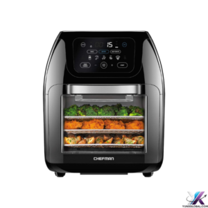 CHEFMAN Multifunctional Digital Air Fryer+ Rotisserie, Dehydrator, Convection Oven, 17 Touch Screen Presets Fry, Roast, Dehydrate, Bake, XL 10L Family Size, Auto Shutoff, Large Easy-View Window, Black