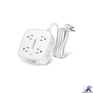 6 Ft Surge Protector Power Strip - 8 Widely Outlets with 4 USB Ports, 3 Side Outlet Extender with 6 Feet Extension Cord, Flat Plug, Wall Mount, Desk USB Charging Station, ETL,White