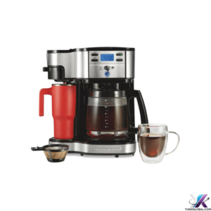 Hamilton Beach 2-Way Programmable Coffee Maker, 12 Cup Glass Carafe And Single Serve Coffee Maker, Black with Stainless Steel Accents, 49980RG