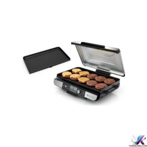 Ninja Sizzle Pro XL 20-Inch Indoor Griddle + Grill, Detachable Ventilated Lid, Grease Control, Ceramic Nonstick Plates, Even Edge Cooking, Extra Large Capacity, Versatile, Silver, GX101