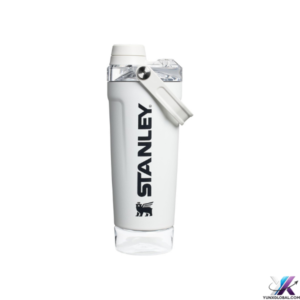 STANLEY Vitalize Shaker Bottle 20 oz | Leakproof Insulated Stainless Steel Shaker Cup | Base Storage and Twist On Fast Flow Lid | Protein Shakes and Pre Workout Powder | BPA-Free | Chalk